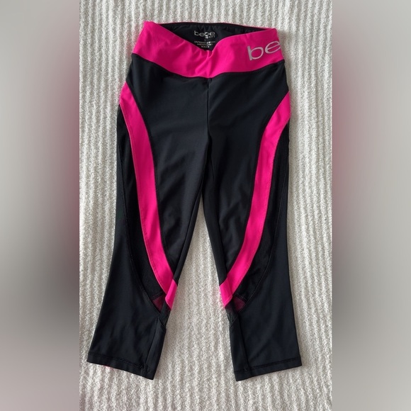 Bebe Black and Pink Capri Pants with Chevron Design - Picture 4 of 8